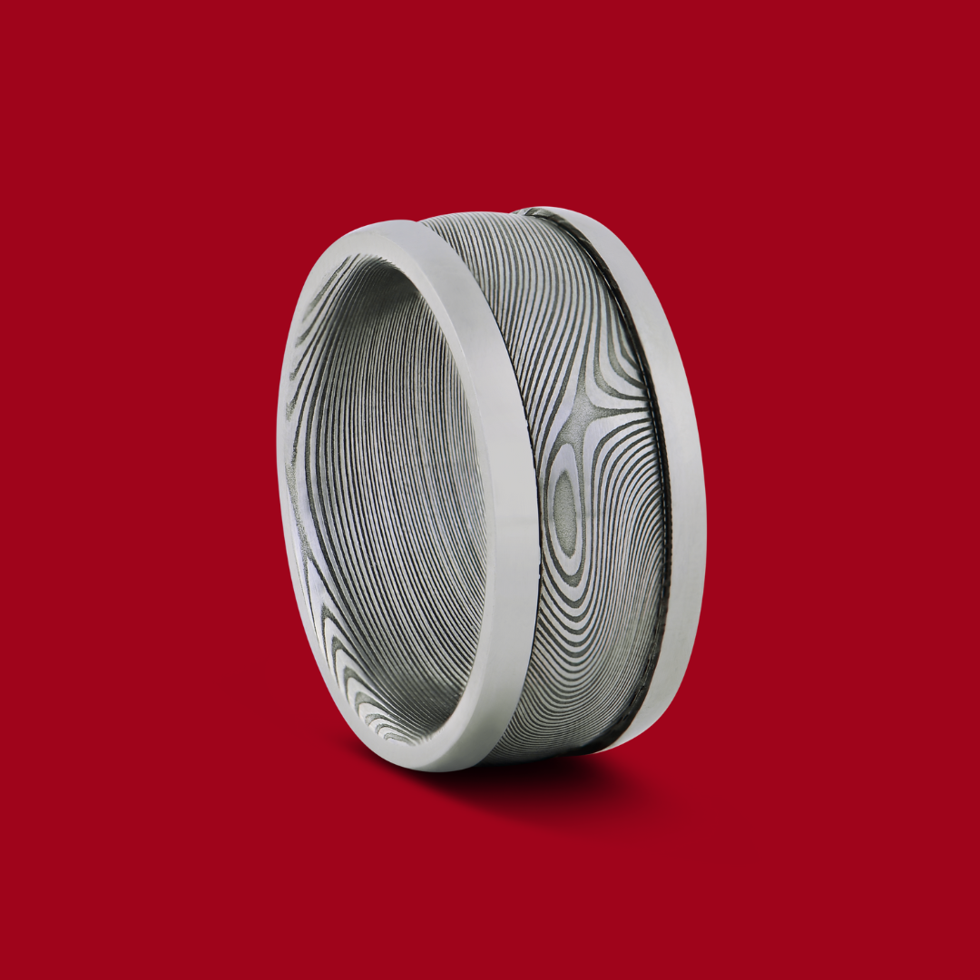 Damastring Muster Torsion Herrenring