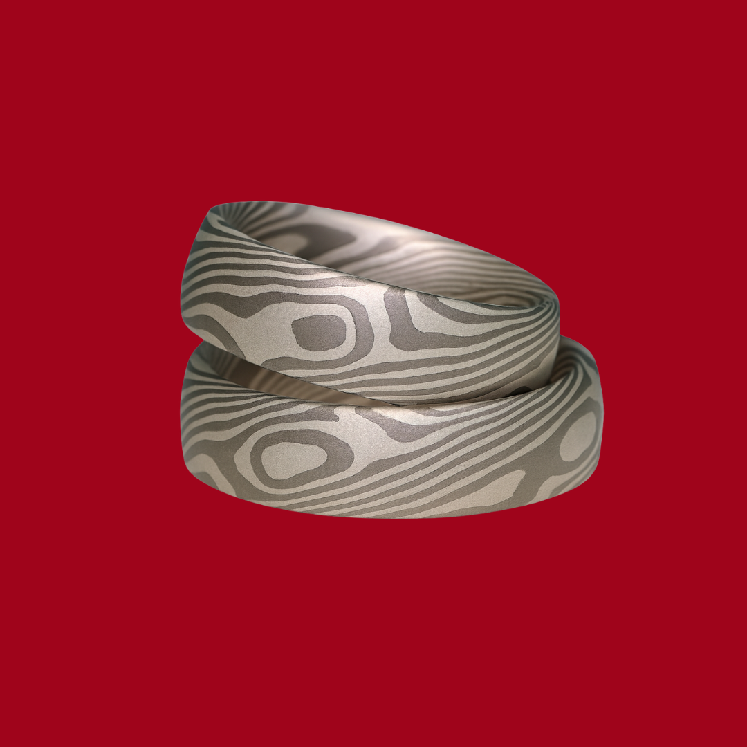 Mokume Gane eheringe Palladium und Silber