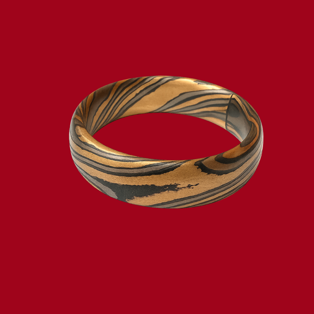 Mokume Gane Ehering Gelbgold Palladium Silber